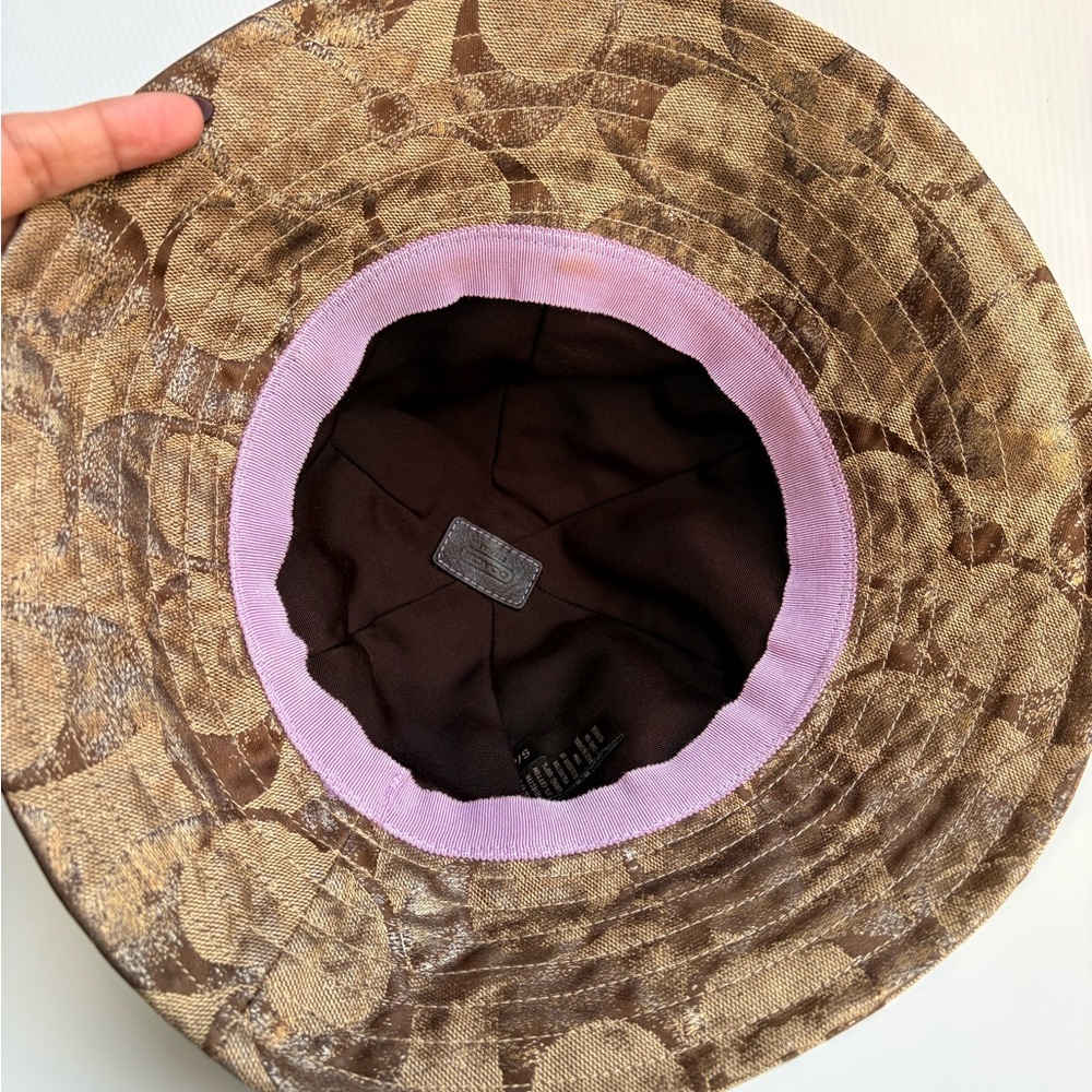 Coach signature jacquard Bucket Hat Metallic Bronze Color size Small EUC - Picture 6 of 8
